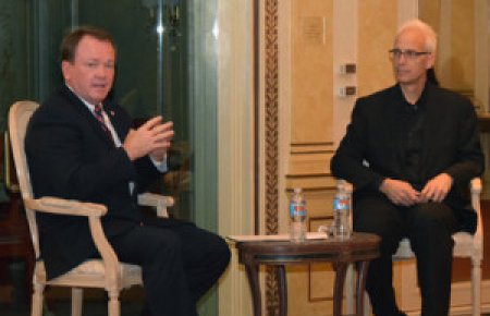 Los Angeles County Sheriff Jim McDonnell with Southwestern Professor John Heilman