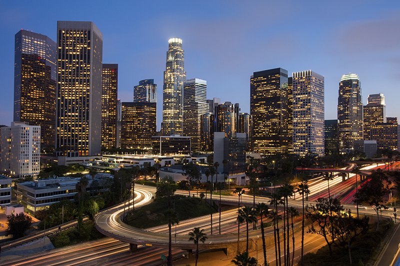 Downtown Los Angeles at dusk