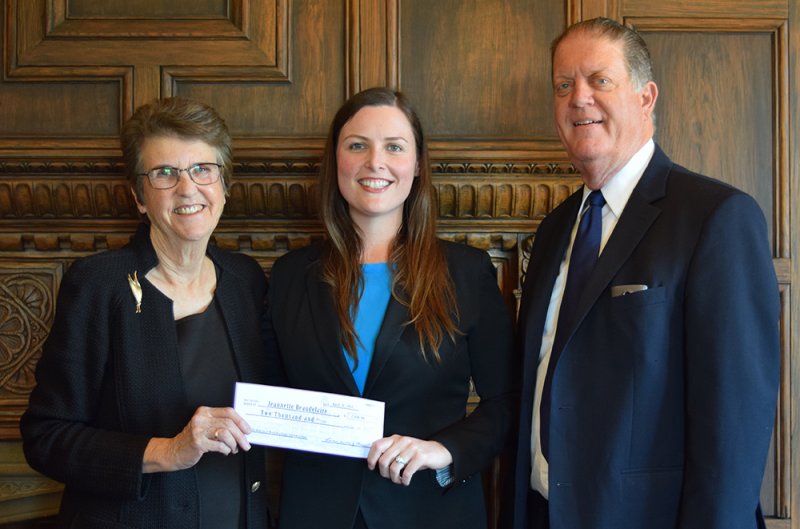 Dean Susan Westerberg Prager, grant recipient Jeannette Beaudelaire, and Sterling Franklin
